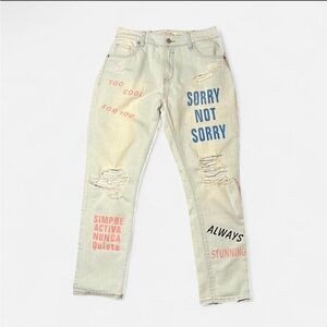Most Wanted Printed Light Wash Blue Jeans